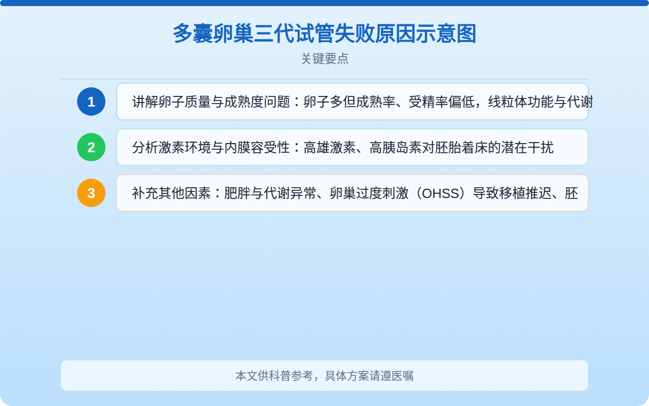 多囊卵巢三代试管失败原因示意图