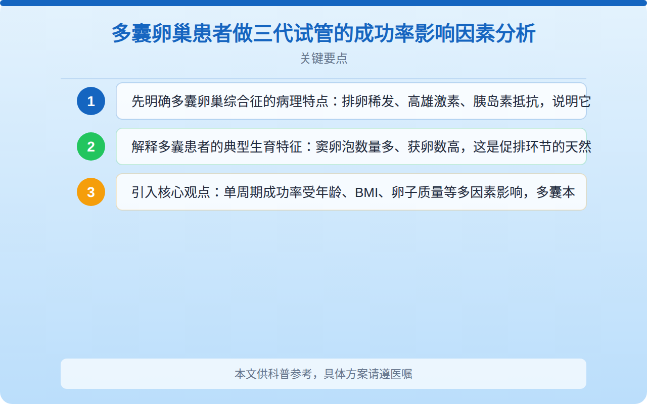 多囊卵巢患者做三代试管的成功率影响因素分析