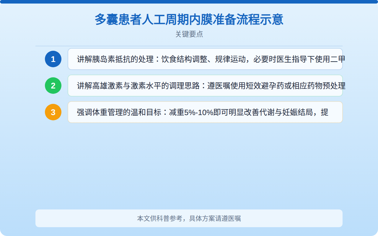 多囊患者人工周期内膜准备流程示意
