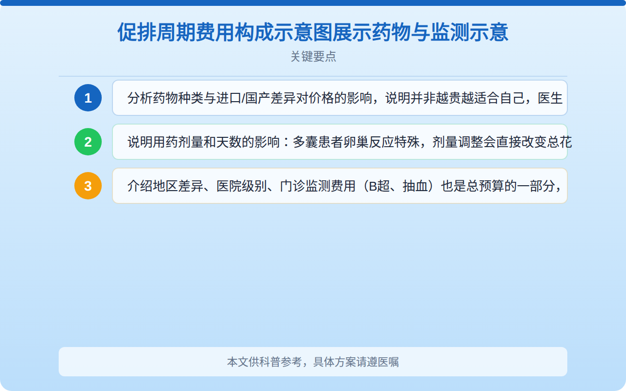 促排周期费用构成示意图展示药物与监测占比