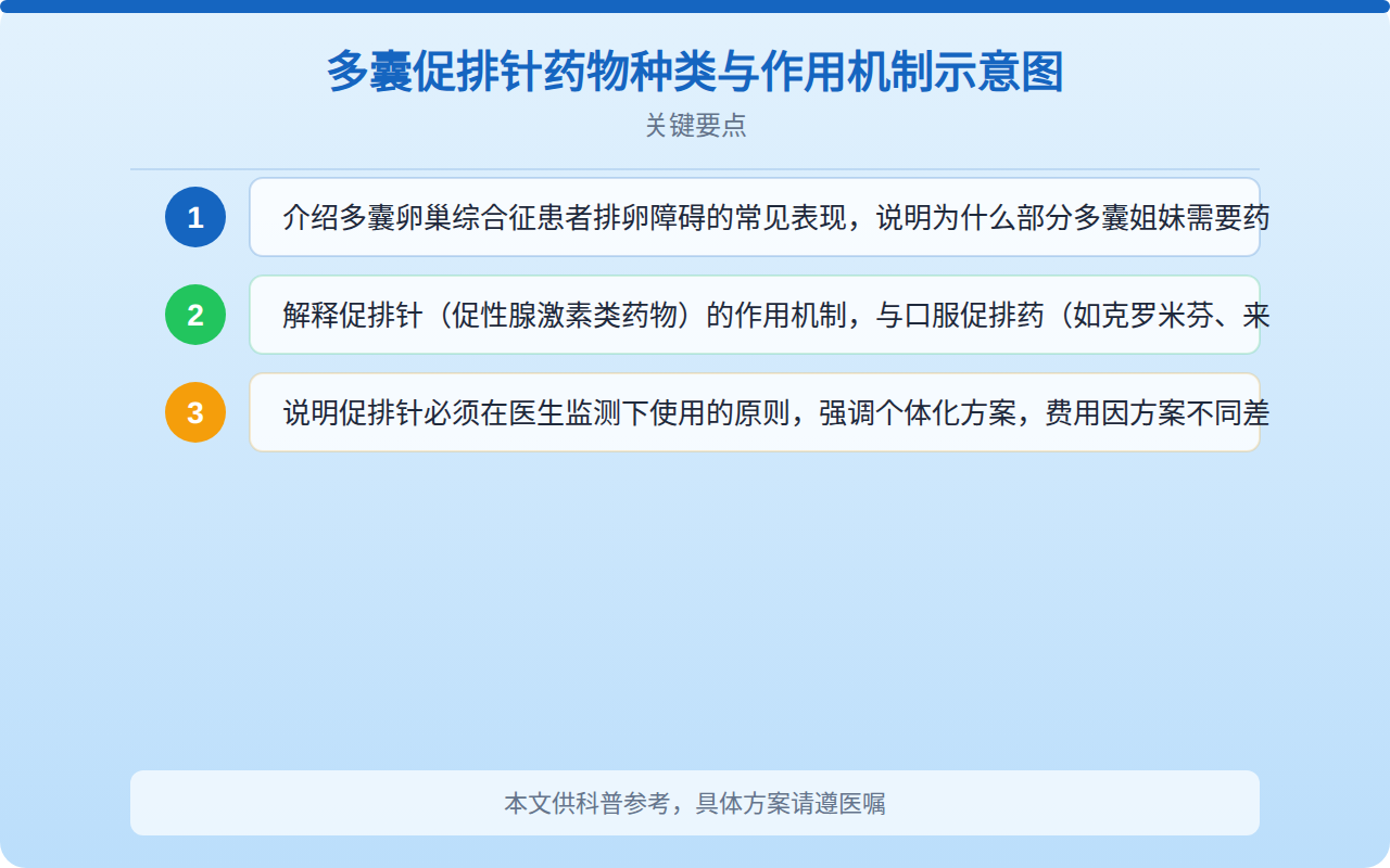 多囊促排针药物种类与作用机制示意图