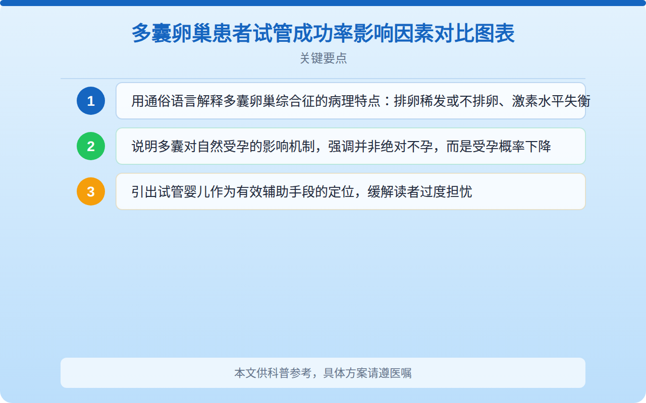 多囊卵巢患者试管成功率影响因素对比图表