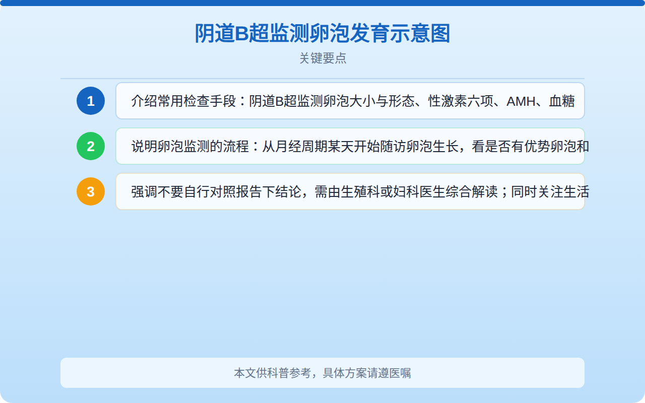 阴道B超监测卵泡发育示意图