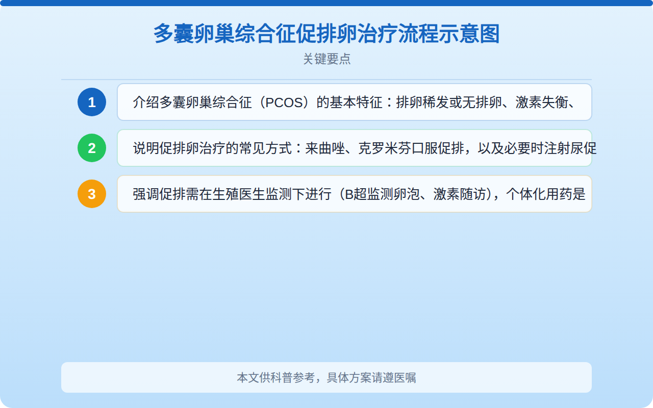 多囊卵巢综合征促排卵治疗流程示意图