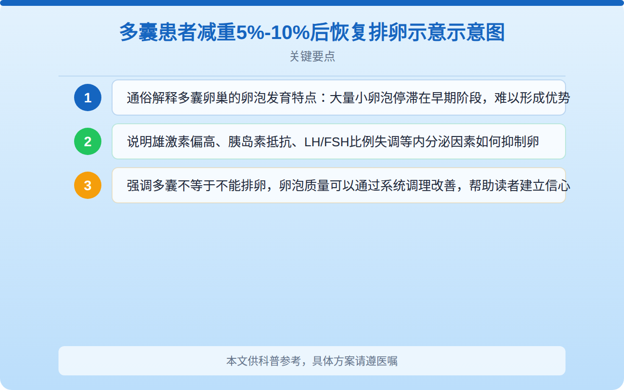 多囊患者减重5%-10%后恢复排卵比例示意图