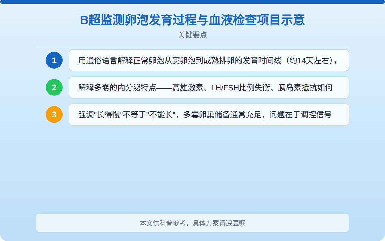 B超监测卵泡发育过程与血液检查项目示意