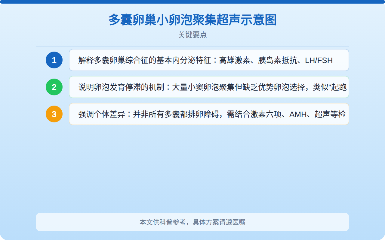 多囊卵巢小卵泡聚集超声示意图