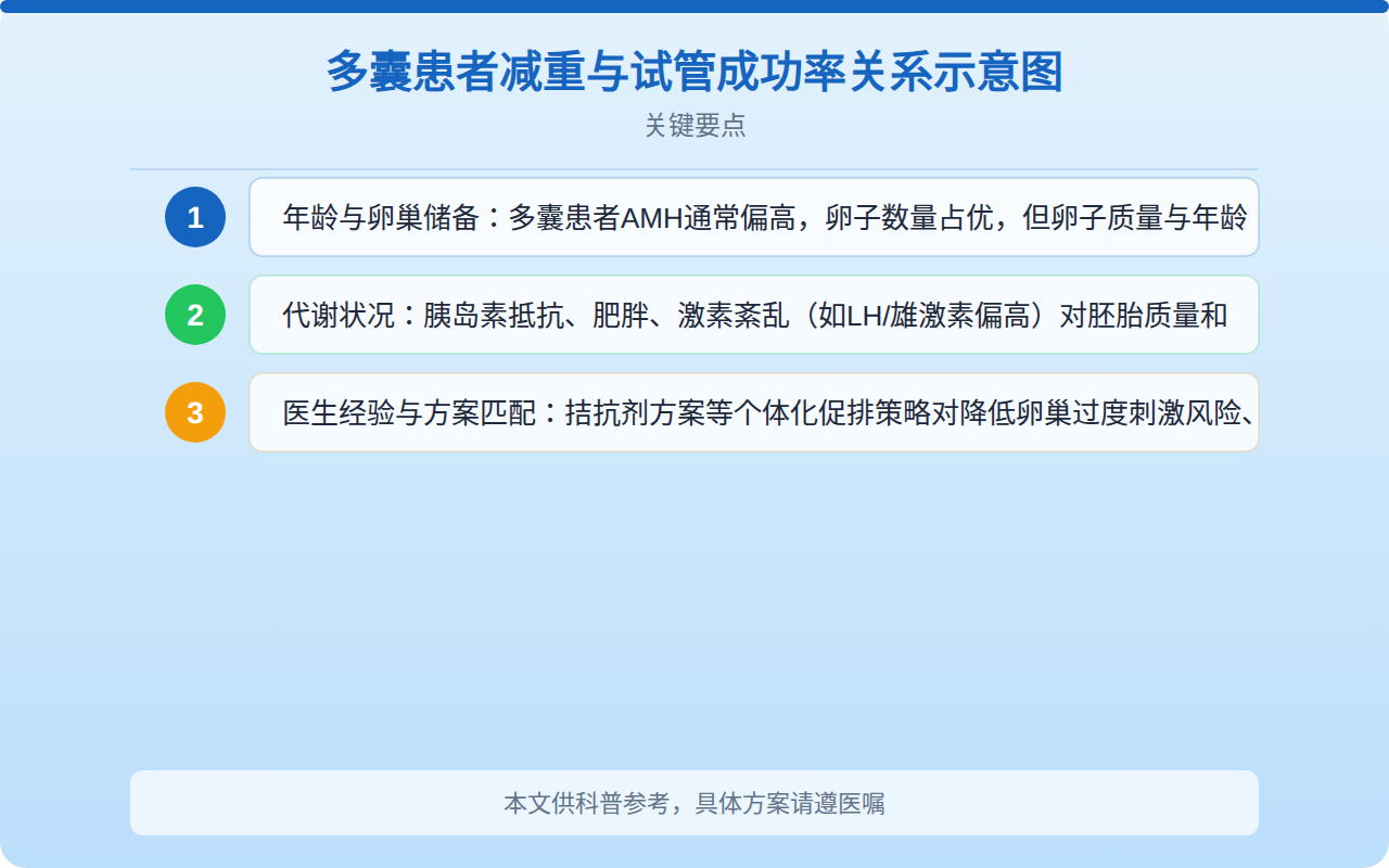 多囊患者减重与试管成功率关系示意图